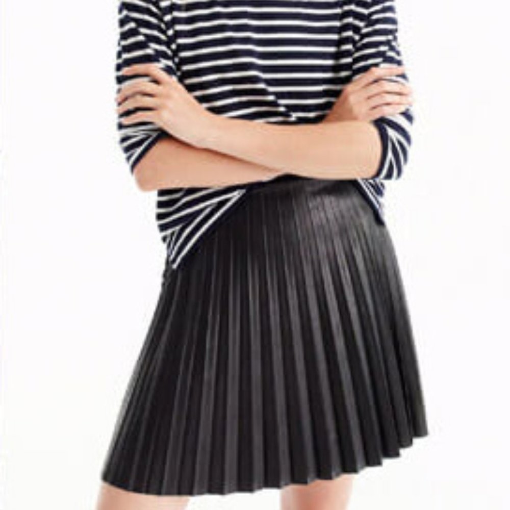 J.Crew Faux-Leather Pleated Skirt